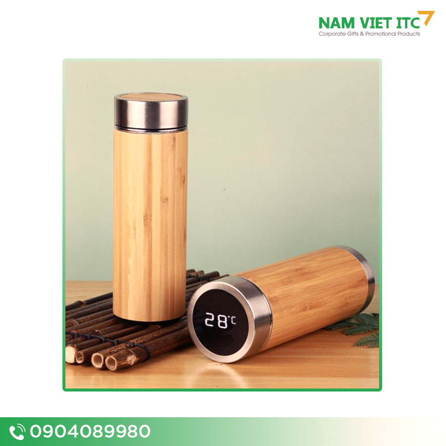 Bình giữ nhiệt tre hiển thị nhiệt độ Nam Việt QT Mau 2