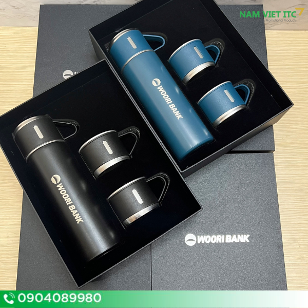 Bộ Giftset Bình Giữ Nhiệt 2 Cốc In Logo Bộ Giftset Bình Giữ Nhiệt 2 Cốc In Logo
